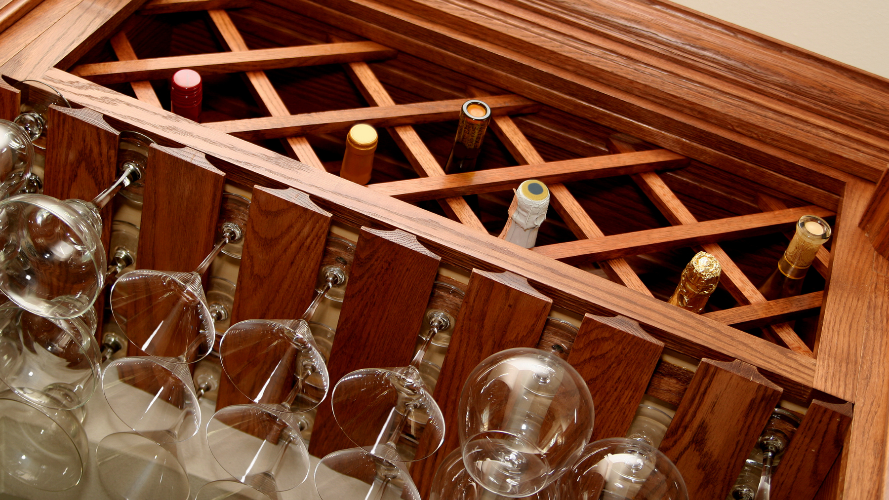 Delectable liquors stocked in home bar.