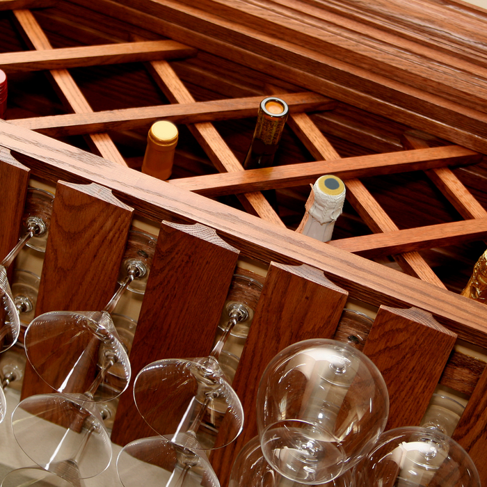 Delectable liquors stocked in home bar.