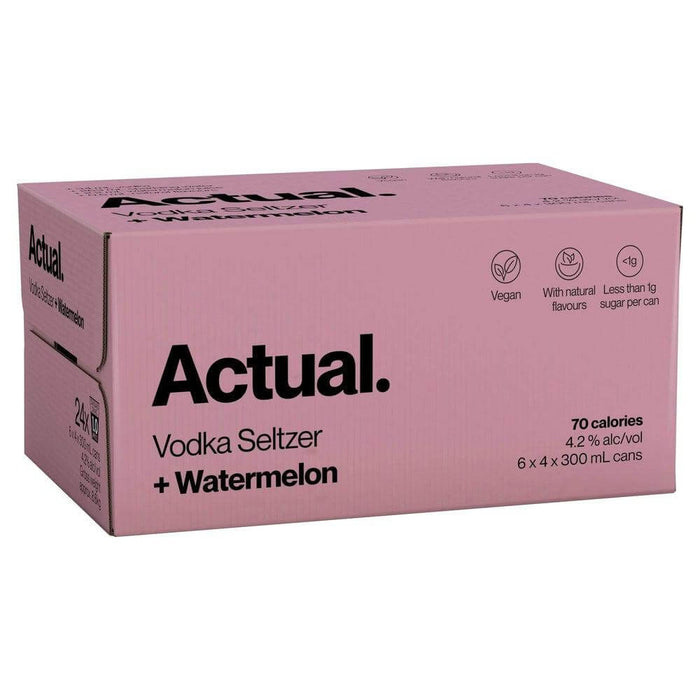 Actual Vodka Seltzer Watermelon 300ml Cans Spirits Carlton United Breweries
