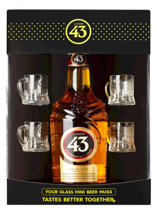 Licor 43 + 4 Mini Beer Glass Pack 700mL  Licor 43