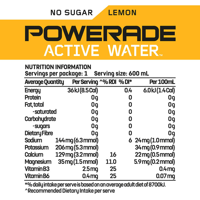 Powerade Active Water Lemon Multipack Sipper Cap Bottles 12 x 600mL  Visit the POWERADE Store