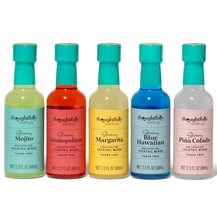 Thoughtfully Cocktails, Skinny Cocktail Mixer Variety Set, Vegan and Vegetarian, Sugar-Free Mixers are Pre-Measured for a Single Serving and The Right Pour Every Time, Pack of 5 (Contains NO Alcohol)  Visit the Thoughtfully Store