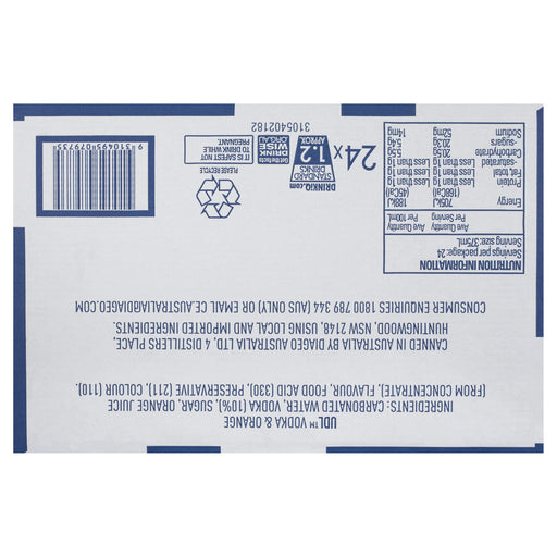 UDL Orange Vodka 375ml Cans (Pack of 24)  UDL