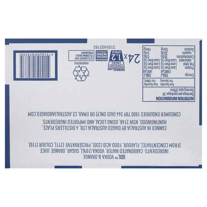 UDL Orange Vodka 375ml Cans (Pack of 24)  UDL