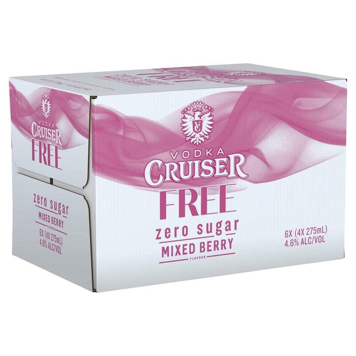Vodka Cruiser Sugar Free Mixed Berry 275ml Spirits Carlton United Breweries