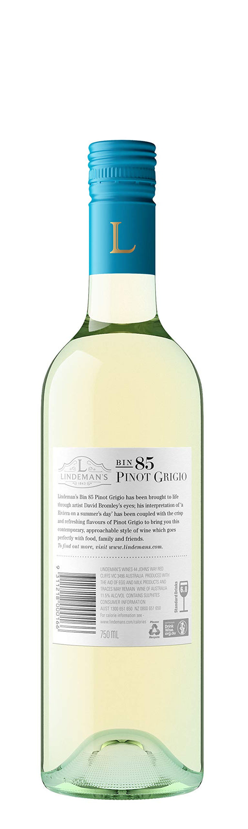 Lindeman's Bin 85 Pinot Grigio White Wine 750ml (case of 6), 750 ml (Pack Of 6)  Lindeman's