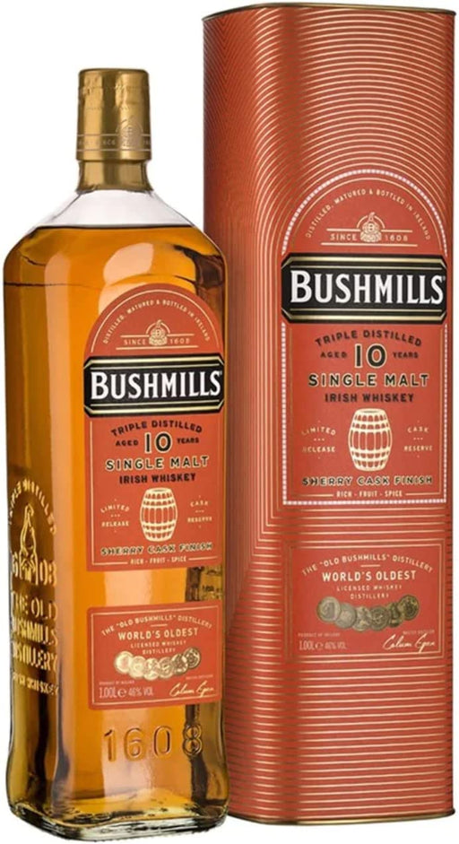 Bushmills 10 Year Old Sherry Cask Finish Single Malt Irish Whiskey 1L  Bushmills