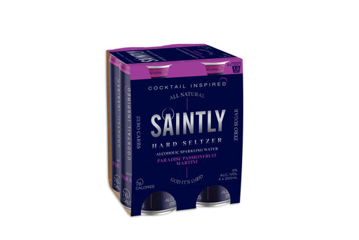 Saintly Seltzer Paradise Passionfruit Martini cans 250ml x 4  Saintly