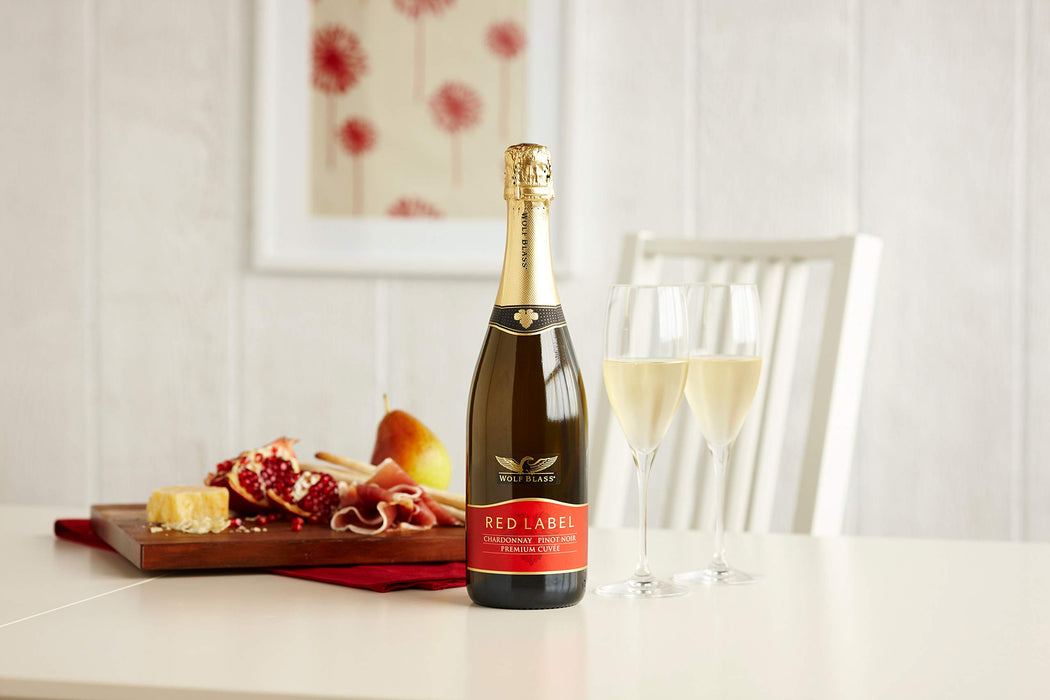 Wolf Blass Red Label Sparkling Chardonnay Pinot Noir Non Vintage Wine 750 ml (Case of 6)  Wolf Blass