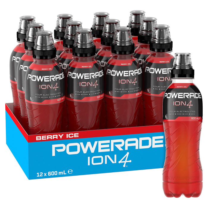 Powerade ION4 Berry Ice Sports Drink Multipack Sipper Cap Bottles 12 x 600mL
